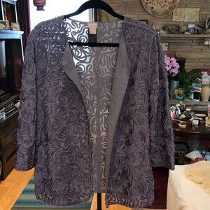 Chico's Slate Gray Swirl Lace Open-Front Jacket